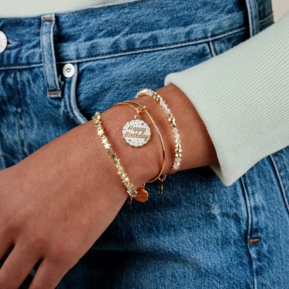 Alex and Ani Birthday Bracelets Gift Box Set in Shiny Gold - Picture 3 of 15